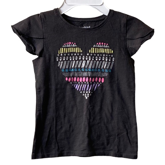Jumping Beans Sparkly Silver Heart Flutter Sleeve T-shirt -Size 6 - Picture 1 of 4